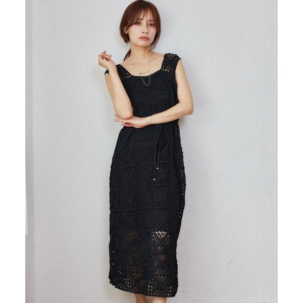 ワンピース 「追加1」クロシェロングノースリーブワンピース  491357