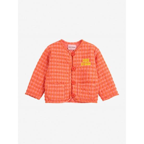ノーカラージャケット アウター Vichy padded jacket キッズ 子供服 男の子 女の...