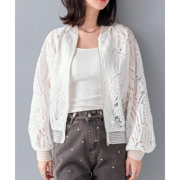 ブルゾン アウター コードレースシアーブルゾン レディース