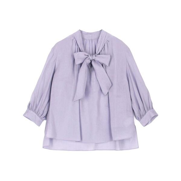 ブラウス シャツ スムースラミー バイヤスボウタイブラウス レディース