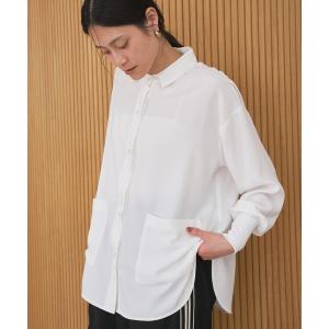 ブラウス シャツ 襟付き袖リブシャツ-手洗い可- レディース