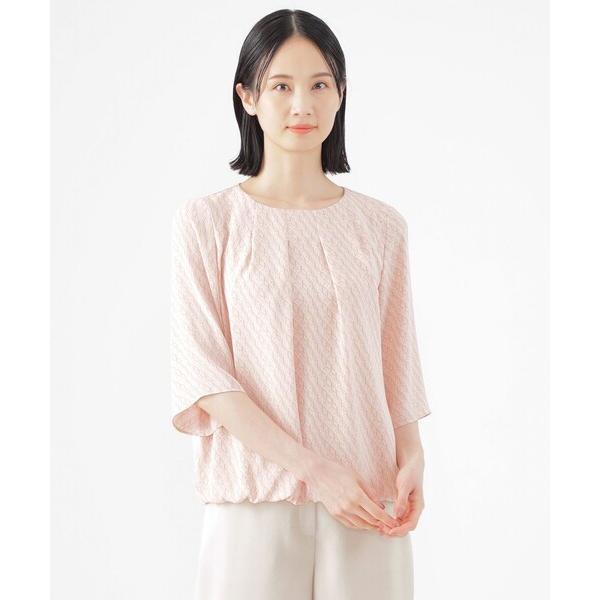 ブラウス シャツ 「ウォッシャブル」ラインキューブプリントコンビブラウス レディース