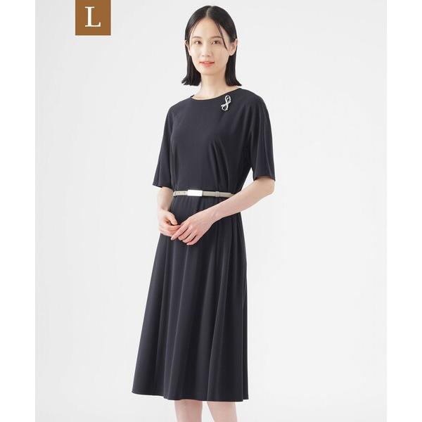 ワンピース 「L」「ウォッシャブル」「接触冷感」スムースフレアラインワンピース