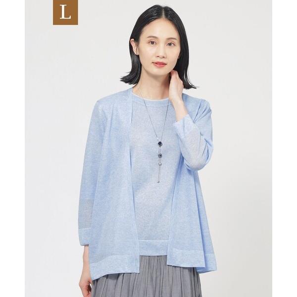 カーディガン 「L」「ウォッシャブル」ルレックスシアーVネックカーディガン レディース