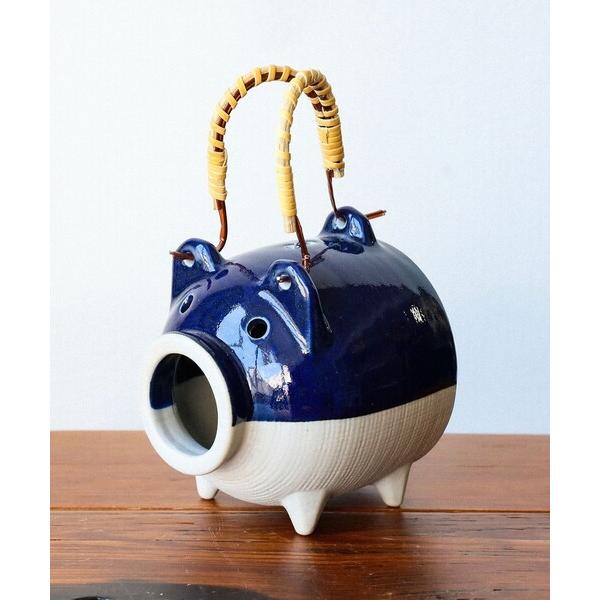 インテリア 「別注」萬古焼 上下2トーン 蚊やり豚 チビ