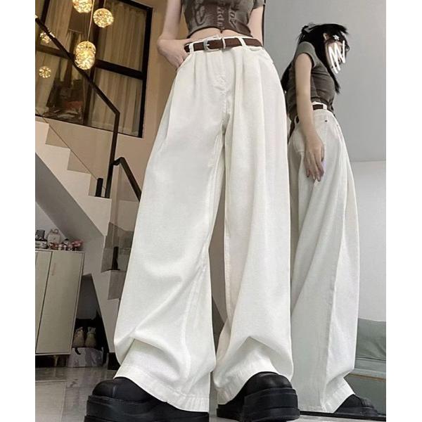 ジーンズ デニム デニムパンツ ハイウエスト ワイドレッグ デニムパンツ レディース