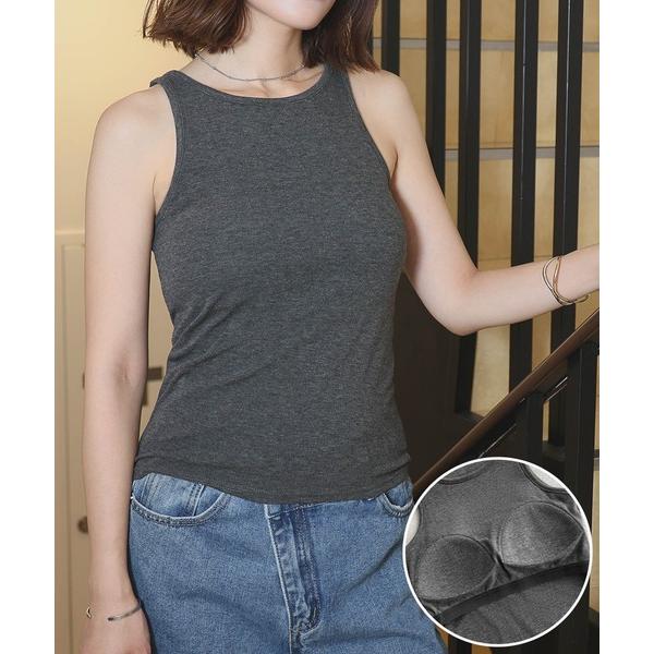 タンクトップ ノースリーブ カップ付きアメリカンスリーブタンクトップ ブラトップ レディース