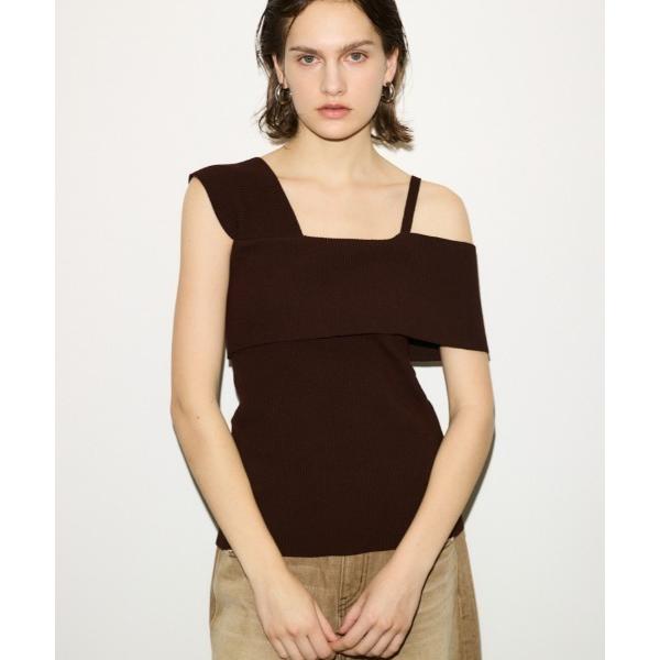 ベスト ジレ THROW ASYMMETRY RIB TOPS アシンメトリー リブ トップス レデ...