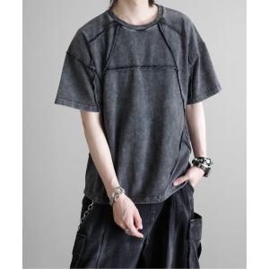 tシャツ Chemical Wash Panel T-Shirt - ケミカル切り替えTシャツ メンズ レディース