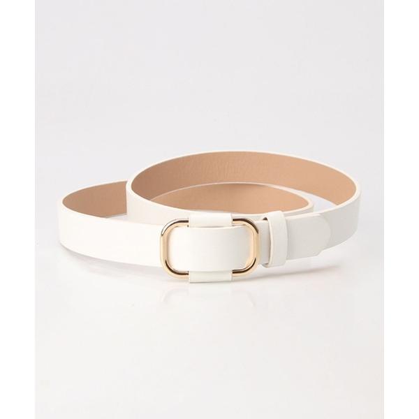 ベルト ゴールドバックル穴無しレザーライクベルト レディース メンズ