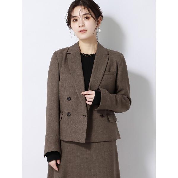 ジャケット テーラードジャケット ダブルブレストショートジャケット ウォッシャブル ストレッチ フル...