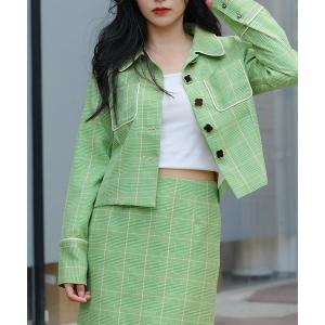 ジャケット テーラードジャケット 雑誌掲載｜グレンチェックレトロジャケット レディース