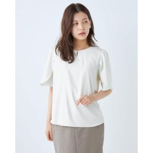 ブラウス シャツ 夏 「洗える5分袖ブラウス」フラワースリーブプルオーバー レディース