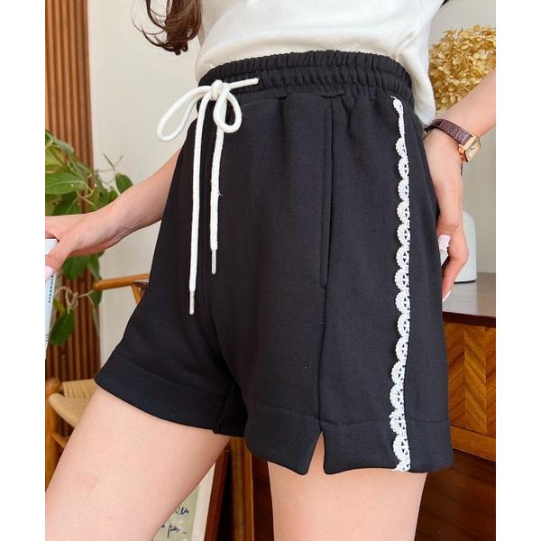 スウェットパンツ ジャージ サイドレーススウェットショートパンツ レディース