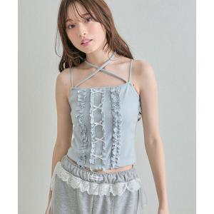 カップ付き キャミソール ribbonフリルキャ...の商品画像