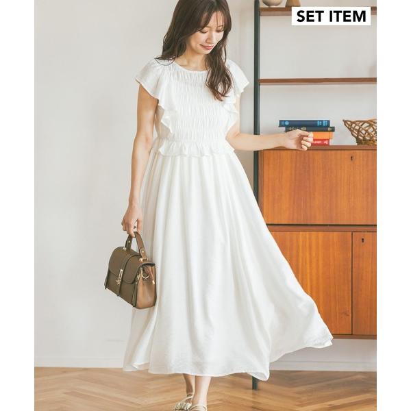 ワンピース 「セットアイテム」シャーリングブラウスキャミワンピース2P 491355