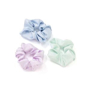 メイクブラシ シルク ヘアゴム 3個セット パープルの商品画像