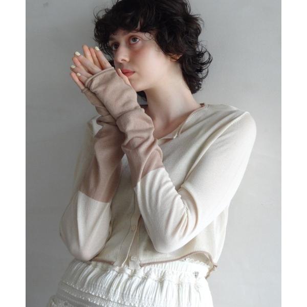 カーディガン bicolor sheer knit cardigan／バイカラーシアーカーディガン ...