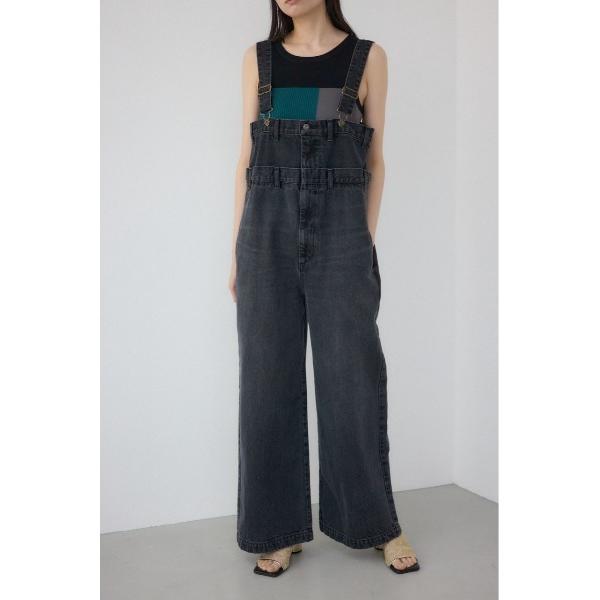 サロペット オーバーオール 「PLUS」オーバーウエスト2WAYデニムサロペット レディース