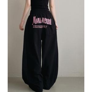 スウェットパンツ ジャージ バッグプリントワイドスエットパンツ レディースの商品画像
