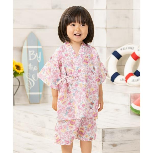 浴衣 お花柄甚平 キッズ 子供 女の子