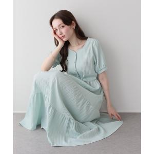 ワンピース 夏 半袖 「新色追加」ハートネックティアード半袖ワンピース