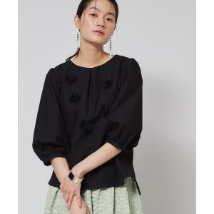 ブラウス シャツ 「接触冷感」フラワーパフスリーブブラウス レディース