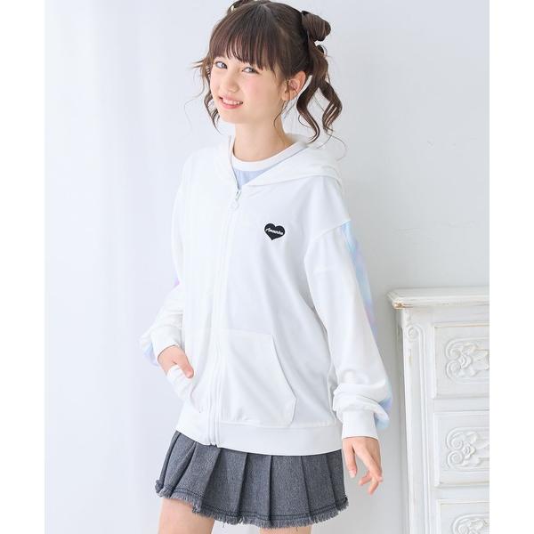 パーカー  タイダイスリーブ 切替ジップアップパーカー（UV対策/紫外線対策） キッズ 子供服 女の...