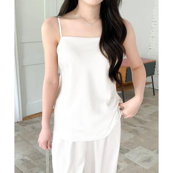 キャミソール ノンワイヤー カップ付きサテンキャミソール