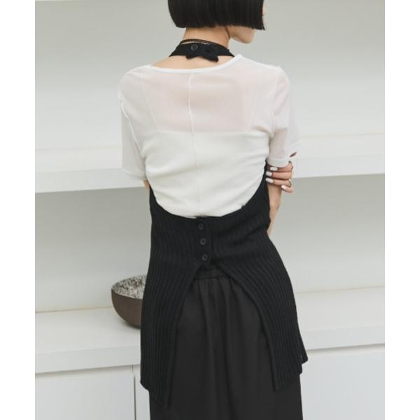 リブ編みホルタートップス レディース