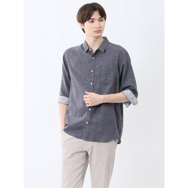 シャツ 「リネン混」m.f.エディトリアル メンズ レギュラーカラー 7分袖 シャツ メンズ