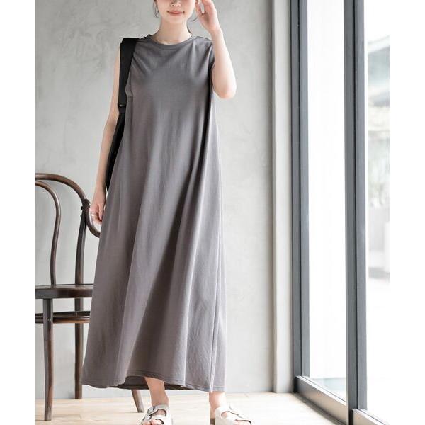 ワンピース 冷感カノコ肩タックバックフレアーワンピース