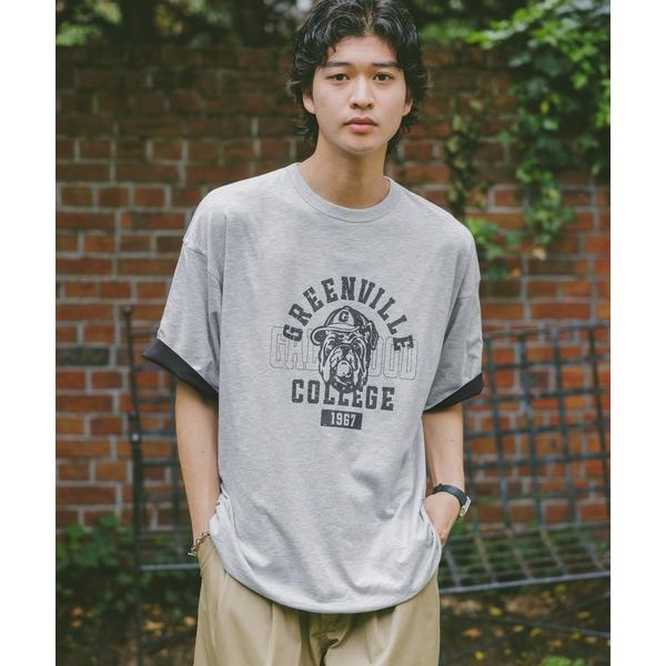 tシャツ リバーシブル/カレッジロゴプリントTシャツ メンズ