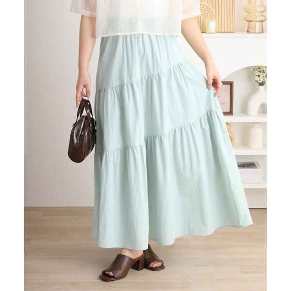 スカート laulea斜めティアードロングスカート