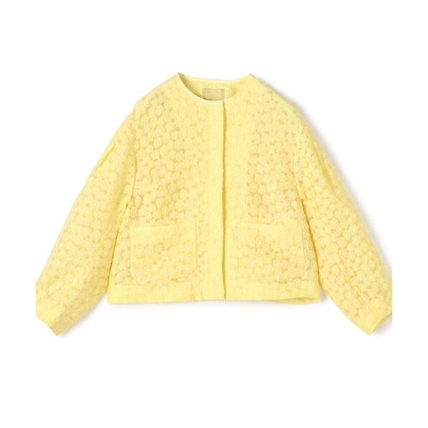 ジャケット ノーカラージャケット アリッサムカットジャカード クルーネックジャケット レディース