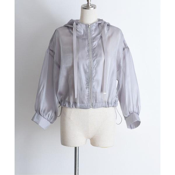 ブルゾン アウター シアーフーディーブルゾン レディース