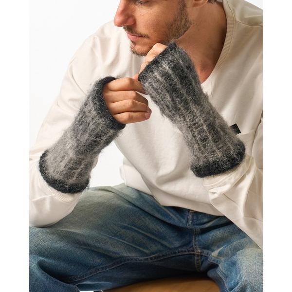 手袋 mohair shaggy knit hand warmer メンズ