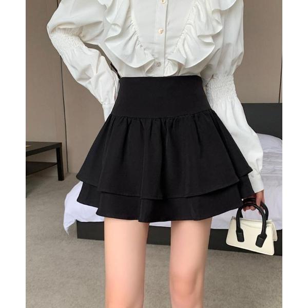 スカート ふんわりシルエット♪2段フリルティアードスカート