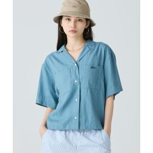ブラウス シャツ リネン×レーヨンオープンカラーシャツ レディース