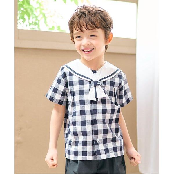 ブラウス シャツ 「リンク」セーラーカラー半袖シャツ キッズ 子供服 男の子 女の子