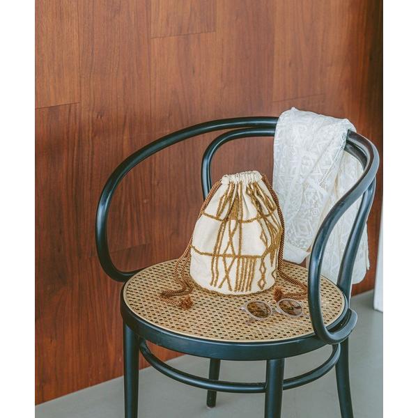 ハンドバッグ サガラ刺繍巾着バッグ