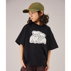 tシャツ 「遮熱」「PAIRMANON STREET」サガラ刺繍 アップリケ 半袖 オーバーサイズ Tシャツ キッズ 子供服 男の子 女の子