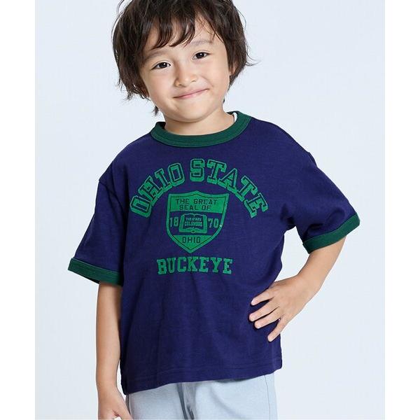 tシャツ 「ジュニア対応」カレッジロゴリンガー半袖Tシャツ キッズ 子供服 男の子 女の子