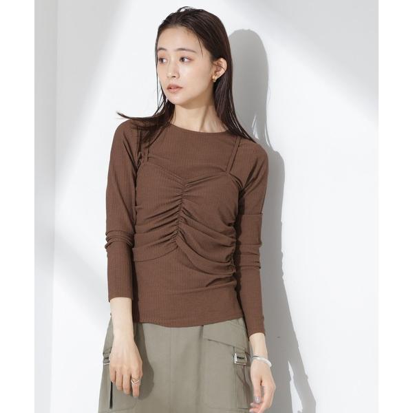 tシャツ シャーリングビスチェセットカットトップス レディース