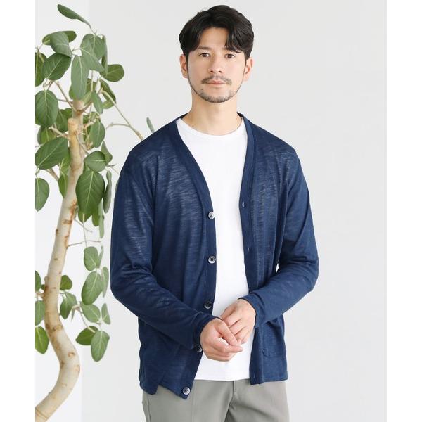 カーディガン NEVER　TRスラブ入りエアリーニットサマーカーディガン メンズ