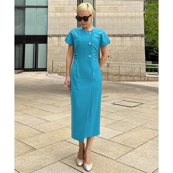 ワンピース パールボタンギャザータイトワンピース