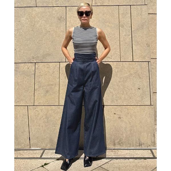 パンツ エアリーデニムカマーベルトパンツ レディース