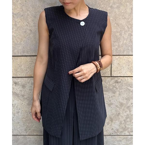 ピンストライプモダンジレ レディース