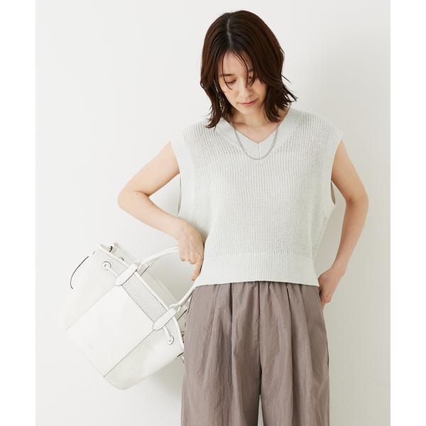 ニット セーター 片畦ノースリーブ2WAYニット/夏服 レディース