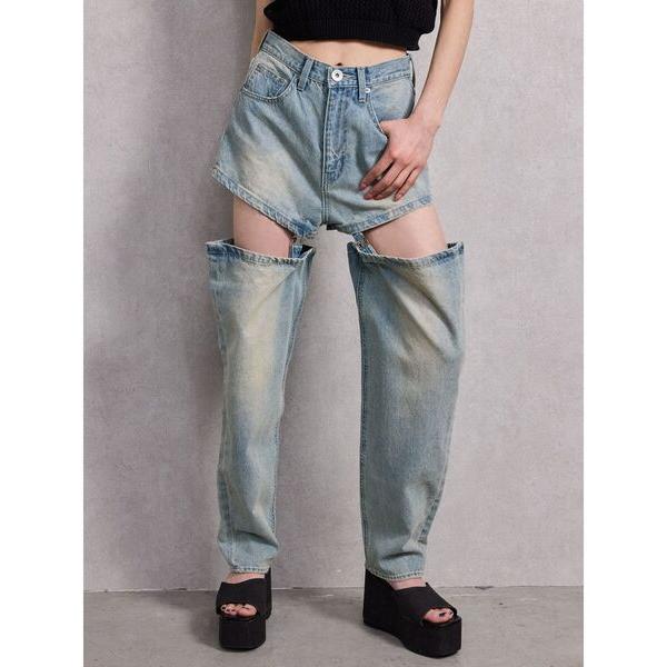 ジーンズ デニム デニムパンツ ハイウエスト2WAY Symmetry GYDA INNER CON...
